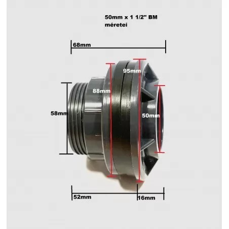 PVC tartály szerelvény 50mm x 1 1/2" BM