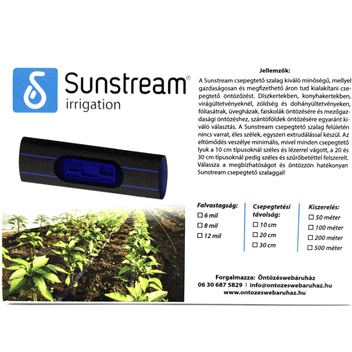 Csepegtető szalag 8 mil 30cm oszt, 1,2L/h (100m/tek)