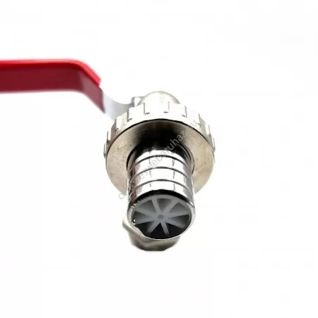 Erősített fém golyós csap 3/4" KM 1" tömlőhöz