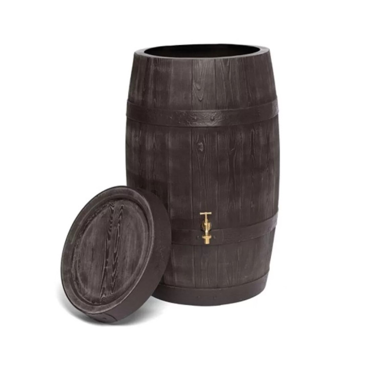 Esővízgyűjtő "Barrique" 250 L sötétbarna hordó csap nélkül