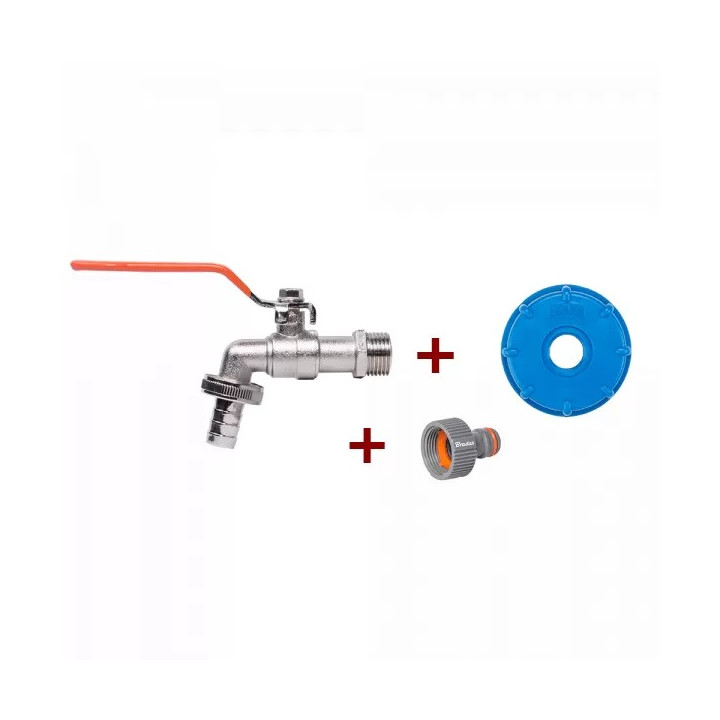 IBC Csatlakozó készlet Fém csappal 1/2R 1/2" tömlőhöz