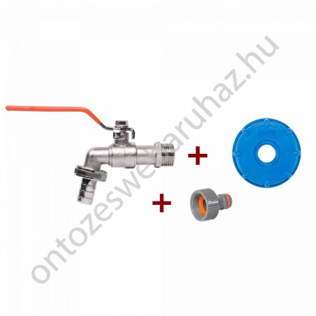 IBC Csatlakozó készlet Fém csappal 1/2R 3/4" tömlőhöz