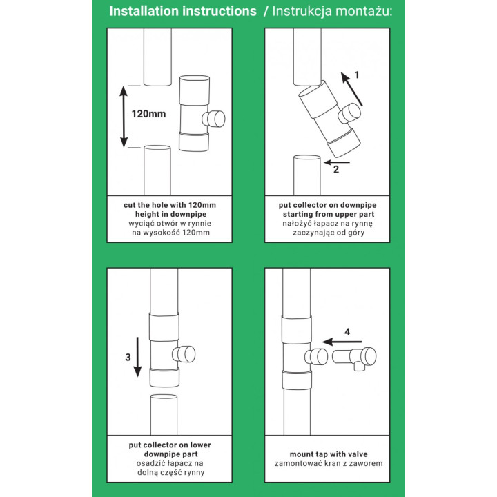 BRADAS esővíz gyűjtő 90mm-szürke