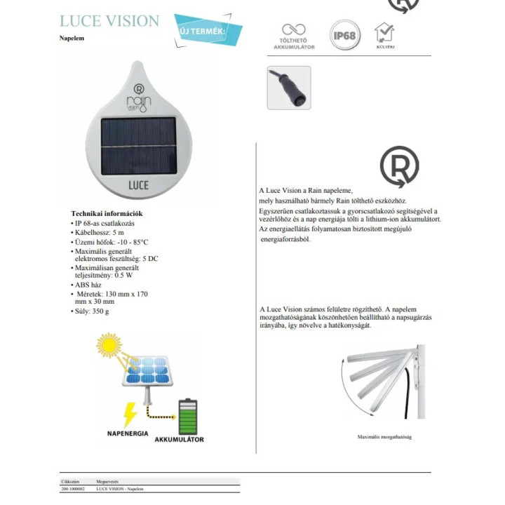 Rain Luce Vision napelem