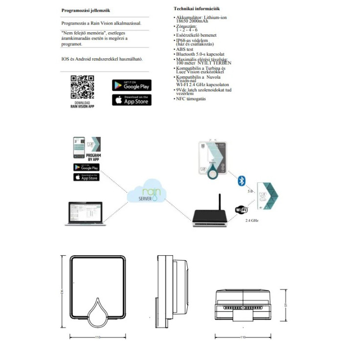 Rain Pure Vision 2.0 Bluetoouth 1 zónás 9VDC