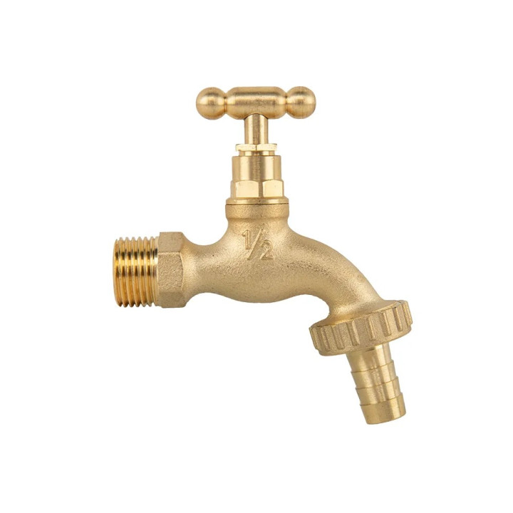 Lassú nyitású réz csap 1/2" KM 13mm tömlőhöz (BR-KSO1234)